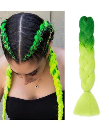 Gairyan Jumbo Braids Extensions Braid Art Hair 1 piece 100g Braiding Hair Hair extensions 60cm ombre Synthetic braids Afro Hair Box crochet braids (dark green & green) 60 cm (1 piece) Dark green & green