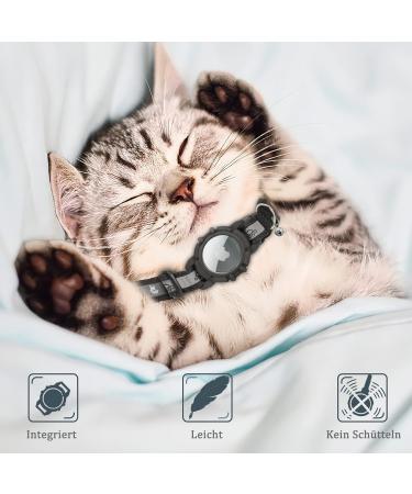 JiaraRui Reflective AirTag Cat Neck Band - Adjustable GPS Collar for Cats & Puppies - Black 7-9 inch - Buy Online on GoSupps.com