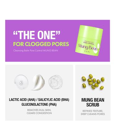 KAHI Cleansing Balm Pore Control Mung Bean - Nourishing & Hydrating Facial Cleanser Makeup Remover Balm with AHA BHA (Salicylic Acid) PHA and LHA - Gentle Exfoliating Korean Skincare 1.69 oz - Buy Online on GoSupps.com