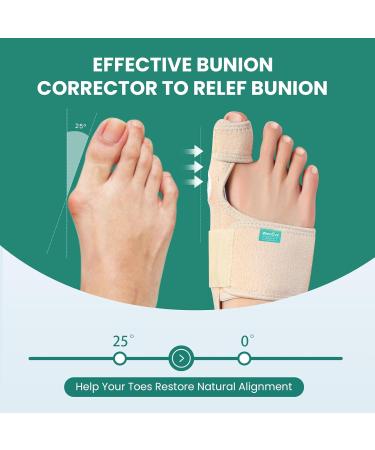 Welnove Bunion Corrector for Men & Women - Adjustable Bunion Splint Brace with Gel Pads - Pain Relief & Toe Straightener - Non-slip Strap Beige - Buy Online on GoSupps.com