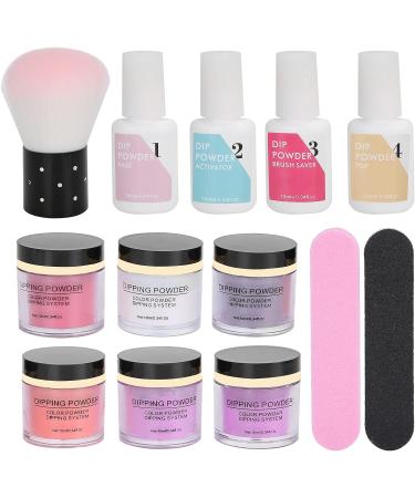 Nail Dipping Powder Set - Nail Kit Starter Nail Art Powder Professional Top Base Coat Gel Dust Brush 6 Color Manicure Tool Set for Nail Artist Salon Home Use (K1213) - Buy Online on GoSupps.com