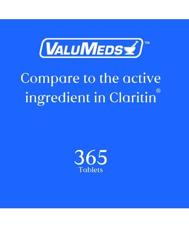 ValuMeds Loratadine 10mg 365 Tablets - Non-Drowsy 24hr Allergy Relief | Antihistamine for Runny Nose, Sneezing & Itchy Eyes - Buy Online on GoSupps.com