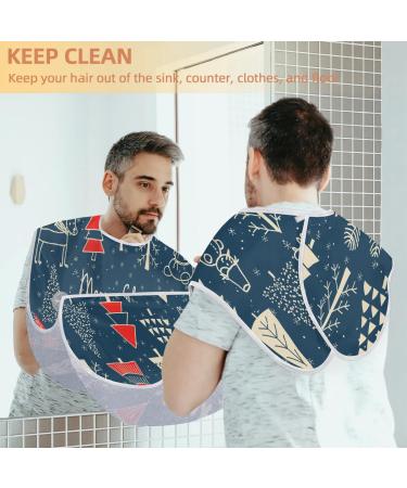 Beard Bib Apron for Men | Waterproof Hair Catcher & Grooming Cloth - Perfect for Shaving & Trimming | Abstract Christmas Tree Design - Buy Online on GoSupps.com
