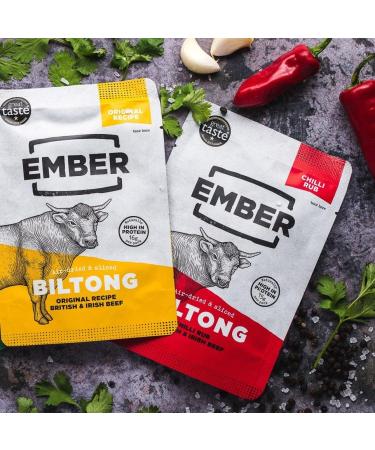  EMBER Ember Snacks: Original Biltong Beef Jerky Flavour (1 x 28g) - Keto Protein Snacks - Snack On The Go - British & Irish Meat - Buy Online on GoSupps.com