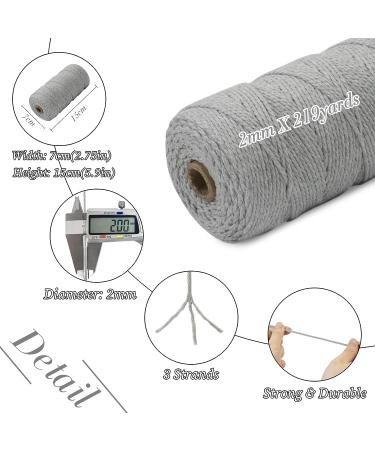 Lereati Navy Blue Macrame Cord - 2mm x 219yards Natural Cotton Rope Yarn for DIY Crafts, Wall Hanging, Plant Hangers, Knitting, Christmas Wrapping - Buy Online on GoSupps.com