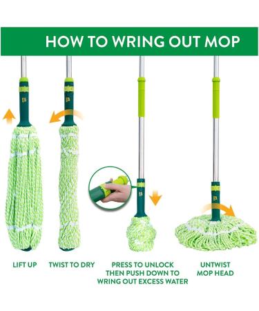 Pine-Sol Microfiber Self-Wringing Twist Mop | Household Cleaning Tool for Tile, Linoleum, Laminate Floors | Extendable Metal Handle - Green - Buy Online on GoSupps.com