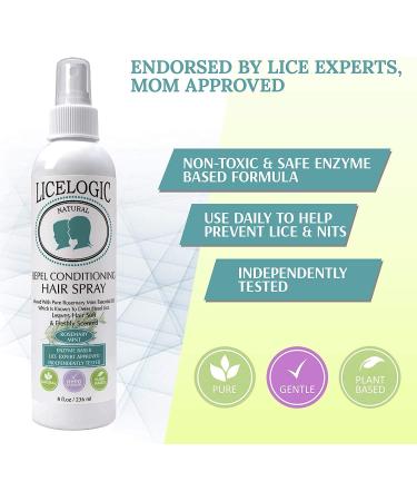 LiceLogic Head Lice Prevention Spray 8 oz - Non Toxic Formula with LICEZYME for Kids | Repels Super Lice, Eggs, and Nits | Natural Rosemary Mint Scent - Buy Online on GoSupps.com