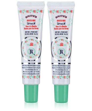 Smith's Rosebud Perfume Co. Minted Rose Lip Balm in a Tube 0.5 Ounce (Pack of 2)