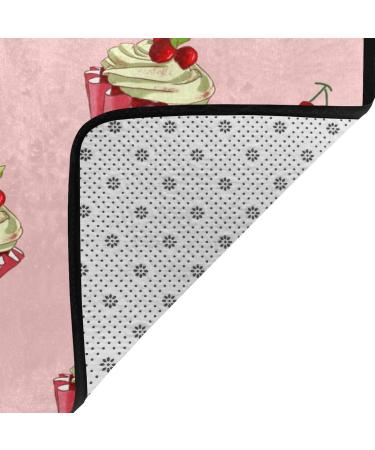 Flannel Carpet Cherry Cake Pattern 60 x 39 in Non-Slip Durable Suitable for Living Room and Office Bedroom - Buy Online on GoSupps.com