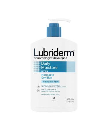 Lubriderm Daily Moisture Hydrating Body Lotion - 16 fl. oz | Fragrance-Free, Non-Greasy Formula with Pro-Vitamin B5 for Healthy-Looking Skin - Buy Online on GoSupps.com