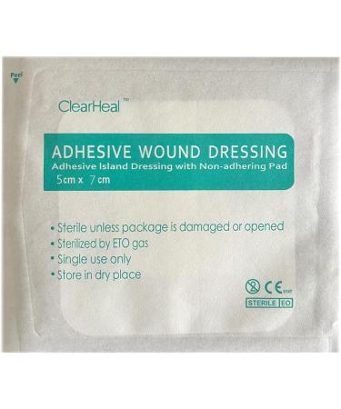 Sterile Non Woven Gauze Island Wound Dressings - 5x7.5cm - Box of 25 - Self Adhesive, Absorbent & Breathable Plasters - Buy Online on GoSupps.com