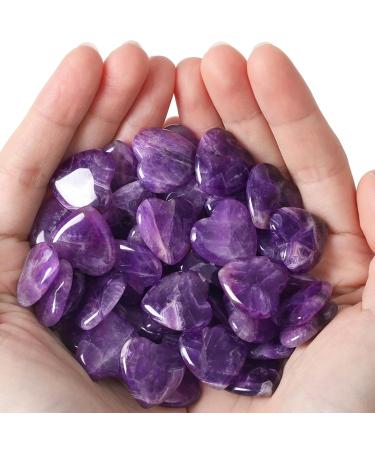 Xiannvxi 20pcs amethyst stone heart crystals stones natural gemstones heart love palm bag bag stone reiki crystal decoration stone lucky charm heart stone e-amethyst