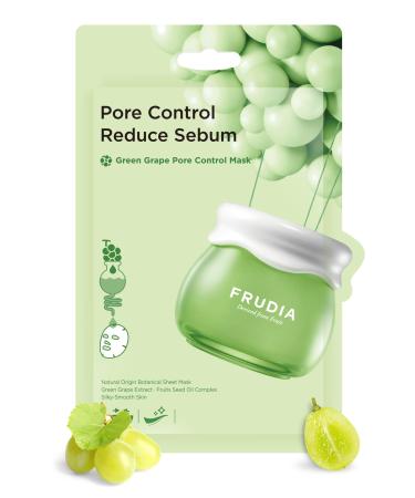 FRUDIA WELCOS Green Grape Pore Control Mask | Pore Face Mask Sheet w/GG Extract Tannin Pore Complex & Anti Sebum P | Korean Sheet Mask Skincare | Pore Minimizer Facial Masks (Pack of 10)