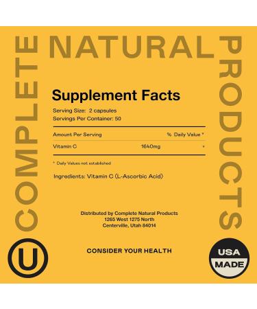 Complete Natural Products Vitamin C Capsules - Pure Vitamin C Liposomal Capsules Immune Support Enhanced Absorption Antioxidant Defense* - Buy Online on GoSupps.com