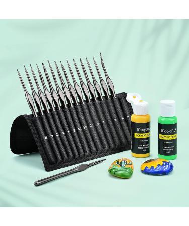 Magicfly Fine Detail Paint Brushes - 15pcs Miniature Set for Acrylic, Oil, Watercolor - Nylon Hair with Dustproof Bag - Ideal for Fine Detailing and Gouache - Buy Online on GoSupps.com