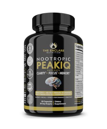 Nootropic Brain Booster Focus Supplement Clarity Memory Brain Vitamins With 40 Nootropics Phosphatidylserine Bacopa Monnieri Huperzine A DMAE Inositol L-Glutamine Selenium Choline DHA (1)