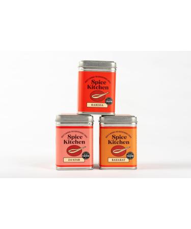 Spice Kitchen Middle Eastern Spice Blend Collection a trio of classic spices including Baharat (80g) Harissa (80g) & Za'atar (60g) - Buy Online on GoSupps.com