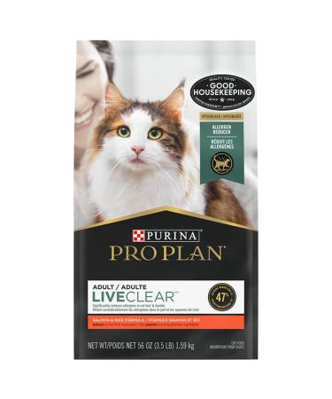Purina Pro Plan LiveClear with Probiotics Allergen Reducing Weight Management Adult Dry Cat Food Dry Food Salmon & Rice 3.5 lb. Bag