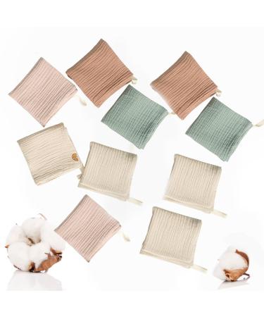 10-Piece Baby Muslin Washcloth & Towel Set - Soft 100% Cotton Reusable for Newborns | 23x23cm Face & Bath Towels - Buy Online on GoSupps.com