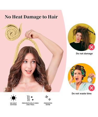 Shop Lock Winder Curls Without Heat - 60 Extra-Long Heatless Curlers for Medium to Long Hair | DIY Overnight Hair Curler Set - Dark Khaki - Buy Online on GoSupps.com