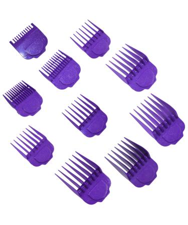 Clipper Guards 10 sets Professional Hair Clipper Combs Compatible With Andis Master Clippers Trimmer Cordless Clipper 1/16th to 1" lengths Designed for MBA, MC-2, ML, PM- And PM-4 (Purple)