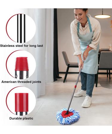 Red 4-Section Spin Mop Replacement Handle - 2.5-to-5 Foot Stick for Triangle Base EasyWring Mop - Floor Cleaning Refills Compatible - Buy Online on GoSupps.com