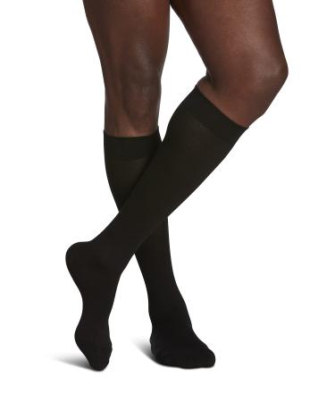 Sigvaris Men's Sea Island Cotton 191 Calf High Compression Socks 15-20mmHg - Black - B (Medium)