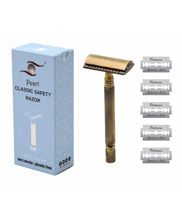 Pearl Double Edge Safety Razor for Men - Eco-Friendly Reusable Shaving Kit | Classic & Luxury Men's Shaving Experience - Buy Online on GoSupps.com