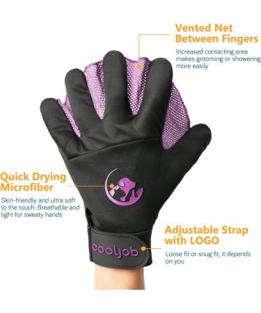 Cool Job Fur Care Gloves - Pet Shampoo Bath Brush & Depilatory Glove for Cats Dogs Horses & Rabbits (Size S-M) | International Shipping - Buy Online on GoSupps.com
