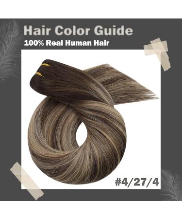 Moresoo Human Hair Weft Extensions 24 Inch Dark Brown Ombre to Caramel Blonde Double Weft - 100g/Pack - Sew in Real Hair Extensions #4/27/4 - Buy Online on GoSupps.com