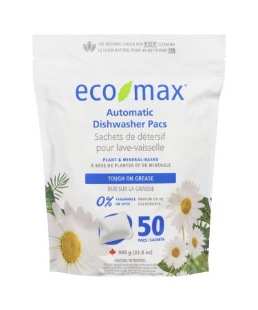 Eco-Max Hypoallergenic Automatic Dishwasher Pacs 50 count Fragrance-Free DETERGENT