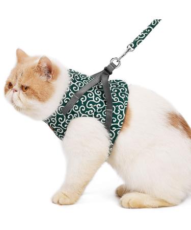 Etopars cat dishes and leash set adjustable cat vest jacket for kittens cat breast harness ultra -light outbreak -proof adjustable for pets puppies XS Grun