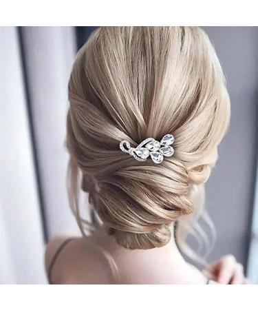 Inilbran Vintage Rhinestone Hair Clip Silver Crystal Wedding Hair Barrettes Sparkly Cz Hair Pins Hairclip Decorative Bobby Pins Crystal Wedding Headpieces Bridal Hair Accessories for Women Headdress - Buy Online on GoSupps.com