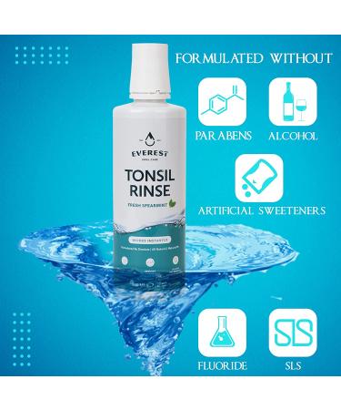 Everest Mouth Wash & Tonsil Stone Remover - Natural Oral Rinse for Tonsil Soothing, Fresh Breath & Dry Mouth Relief - Spearmint, Alcohol & Paraben-Free (1) - Buy Online on GoSupps.com