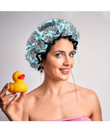 KissDate 3 Packs Double layer Shower Cap Waterproof Elastic Bath Cap for Women Shower Spa Salon (Multicolor-2) - Buy Online on GoSupps.com