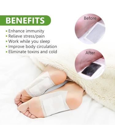 Detox Foot Pads 20PCs | Stress Relief & Deep Sleep | Natural Bamboo Ginger Detoxification - Buy Online on GoSupps.com