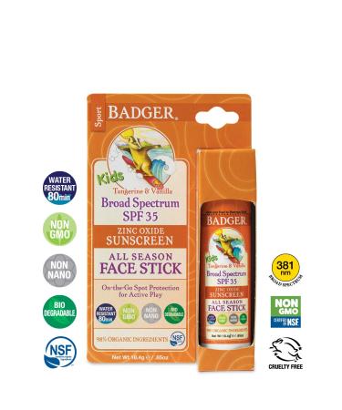 Badger SPF 35 Clear Zinc Kids Sunscreen Stick - Tangerine & Vanilla, .65 oz - Buy Online on GoSupps.com