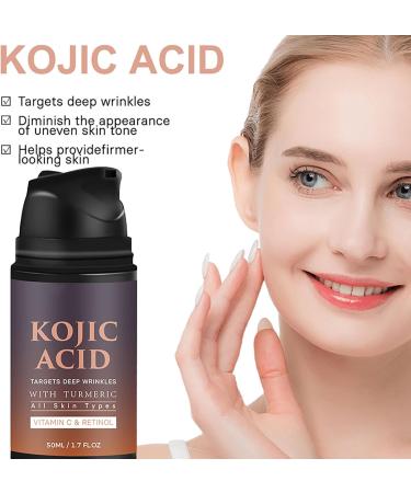 Kojic Acid Cream for Women - Skin Care Cream with Vitamin C & Retinol - Anti Aging Face Care Cream with Turmeric - Cream for Dark Skin - Anti Wrinkle Cream - Buy Online on GoSupps.com