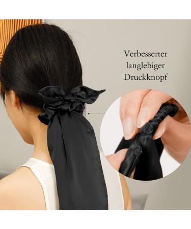 LilySilk 100% Silk Sleeping Hat & Scrunchies 2-in-1 | Adjustable Black Silk Hair Ties for Long Hair - Buy Online on GoSupps.com