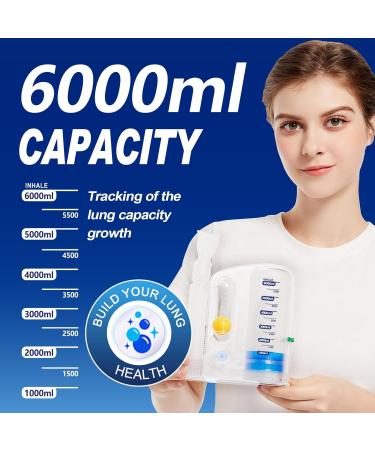 Lung Exerciser Device - 6000ML Breathing Trainer with Flow Rate & Scale Indicator for Improved Lung Health - Buy Online on GoSupps.com