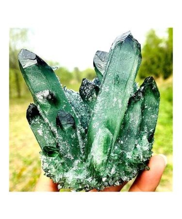 Natural Crystal Rough 600-800G Rare Green Ghost Phantom Quartz Crystal Rough Cluster for Gifts Decor Beautiful