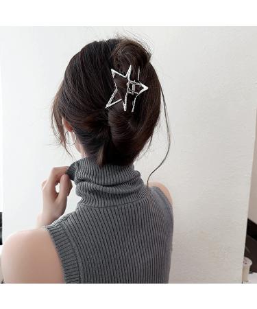 Silver Star Metal Hair Claw Clip - Stylish Hair Barrette for Women and Girls - Buy Online on GoSupps.com