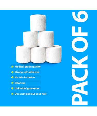 Self Adhesive Bandage Wrap Set - Non-Woven Breathable & Water-Resistant Vet Wrap - Pack of 6 2 x 5 Yard - Ideal for First Aid & Wound Care - Buy Online on GoSupps.com