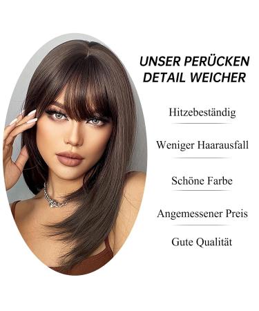 Shop Shoulder Length Brown Wigs for Women | Glueless Synthetic Dark Brown Wigs for Daily Use - Buy Online on GoSupps.com