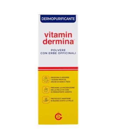 VITAMINDERMINA Poudre avec Herbes Officinales Dermopurifiant 100 g - Antimicrobien et D odorant - Contraste la mac ration avec Vitamin Complex Sauge Romarin Lavande et Thym