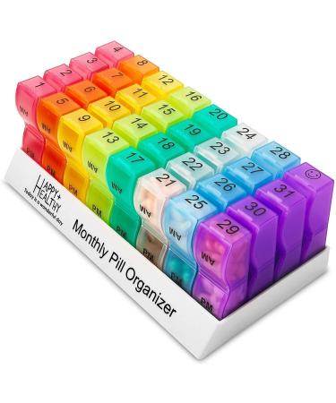 Pill Organizer Monthly - 31 Day Am/Pm Daily Pill Organizer 32 Pill Cases for Each Day, Pill Dispenser and Monthly Pill Organizer Box for Vitamins, Medicine and Medication - Buy Online on GoSupps.com