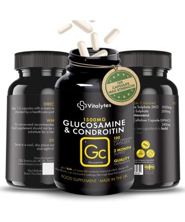 Vitalytes Glucosamine and Chondroitin Complex Capsules | 120 High Strength Capsules | Supports Immune System | Made in UK | Sugar Free & Non GMO - Buy Online on GoSupps.com
