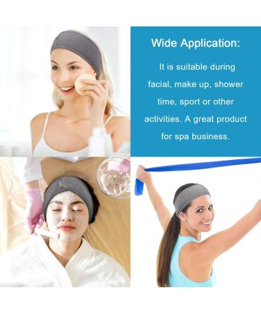 Whaline Spa Facial Headband Make Up Wrap Head Terry Cloth Headband Adjustable Towel for Face Washing Shower Facial Mask 2 Pieces (Gray Black) - Buy Online on GoSupps.com