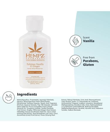 Hempz Tahitian & Ginger Herbal Body Moisturizer - Vanilla - 2.25 Fl Oz | Tahitian Vanilla & Ginger - 2.20 Fl Oz - Buy Online on GoSupps.com