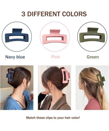 French Design Hair Claw Clips for Thick Hair - Sturdy and Stable - Women's Hair Accessories (Pink/Green/Dark Blue) - Buy Online on GoSupps.com